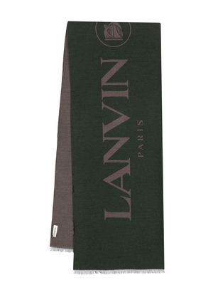 Lanvin intarsia-knit logo scarf - Green