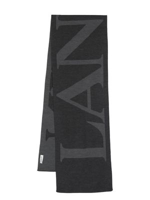 Lanvin intarsia-knit logo scarf - Grey