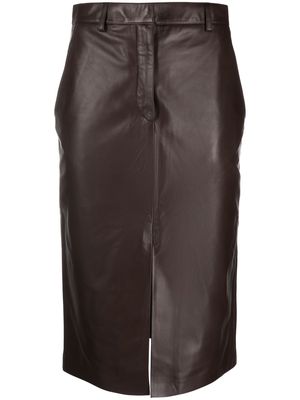 Lanvin knee-length leather midi skirt - Brown