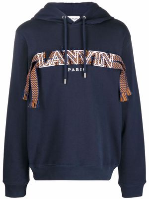 Lanvin Lace Curb embroidered-logo hoodie - Blue
