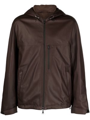 Lanvin leather hooded jacket - Brown
