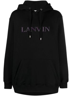 Lanvin logo-appliqué cotton hoodie - Black