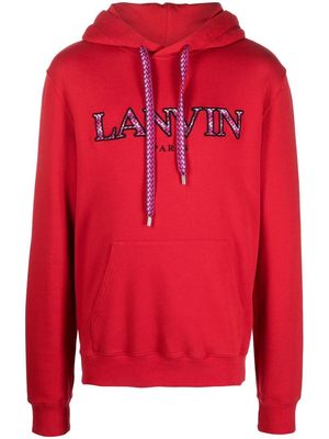 Lanvin logo appliqué cotton-jersey hoodie - Red