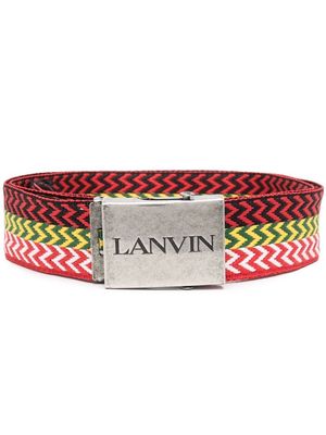 Lanvin logo-buckle striped belt - Red