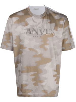 Lanvin logo-embroidered camouflage-print T-shirt - Neutrals