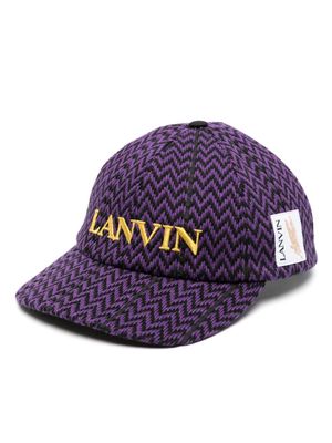 Lanvin logo-embroidered chevron-woven cap - Black