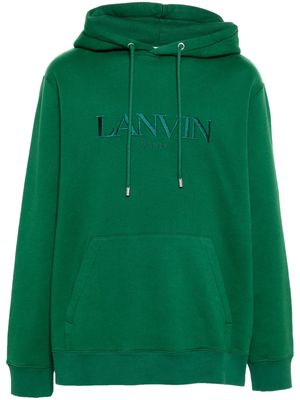 Lanvin logo-embroidered cotton hoodie - Green