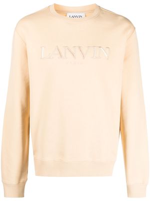 Lanvin logo-embroidered cotton sweatshirt - Neutrals