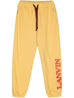 Lanvin logo-embroidered cotton track pants - Yellow
