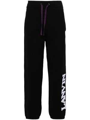 Lanvin logo-embroidered cotton track trousers - Black