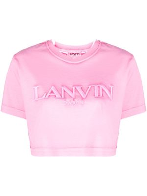Lanvin logo-embroidered cropped T-shirt - Pink