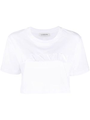 Lanvin logo-embroidered cropped T-shirt - White