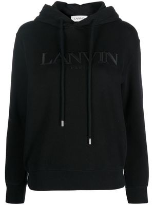 Lanvin logo-embroidered drawstring hoodie - Black