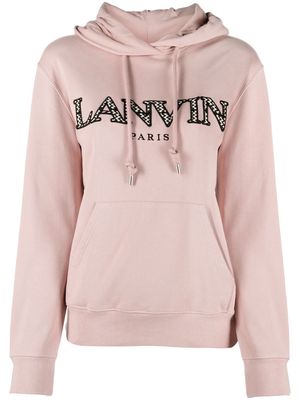Lanvin logo-embroidered drawstring hoodie - Pink