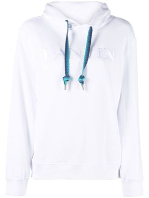 Lanvin logo-embroidered drawstring hoodie - White