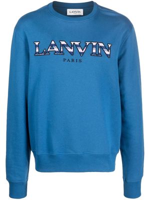 Lanvin logo-embroidered long-sleeve sweatshirt - Blue