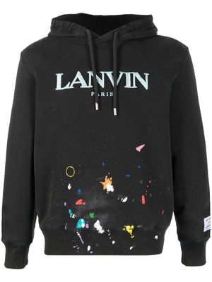 Lanvin logo-embroidered pullover hoodie - Black