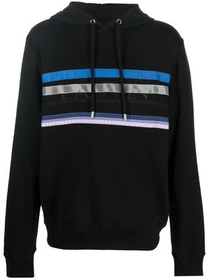 Lanvin logo-embroidered striped hoodie - Black