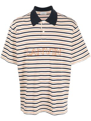 Lanvin logo-embroidered striped polo shirt - Neutrals
