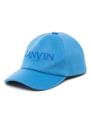 Lanvin logo-embroidered wool-cashmere cap - Blue