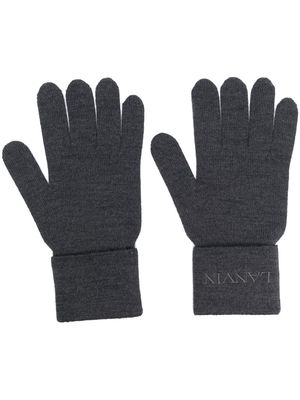 Lanvin logo-embroidered wool gloves - Grey