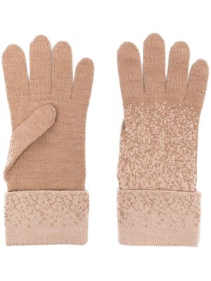 Lanvin logo-embroidered wool gloves - Neutrals