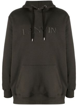 Lanvin logo-embroidery cotton hoodie - Green