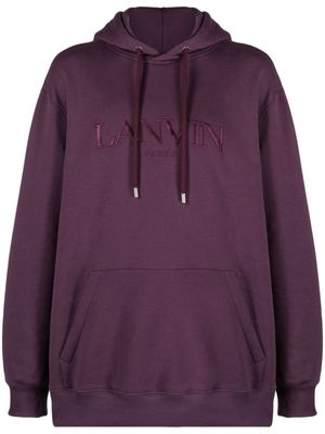 Lanvin logo-embroidery cotton hoodie - Purple