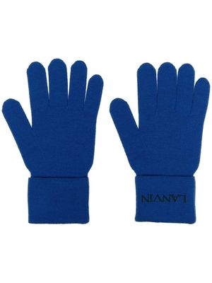 Lanvin logo-embroidery wool gloves - Blue
