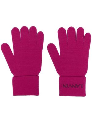 Lanvin logo-embroidery wool gloves - Pink