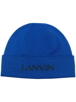 Lanvin logo-embroidery wool hat - Blue