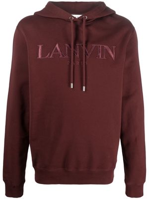 Lanvin logo-patch drawstring hoodie - Red