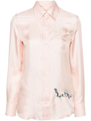 Lanvin logo-print silk shirt - Pink