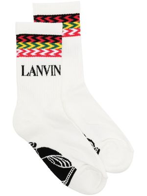 Lanvin logo ribbed socks - White