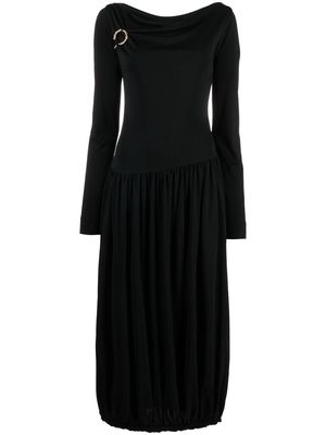 Lanvin long-sleeve asymmetric midi dress - Black