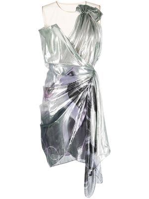 Lanvin metallic-effect ruched midi dress - Silver