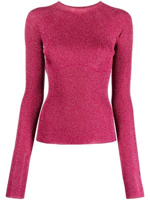 Lanvin metallic-finish fine-knit jumper - Pink