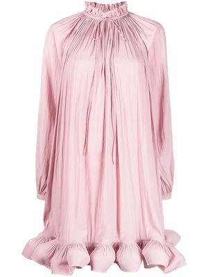 Lanvin micro-pleat ruffled shift dress - Pink