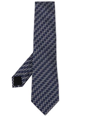 Lanvin monogram-pattern silk tie - Blue