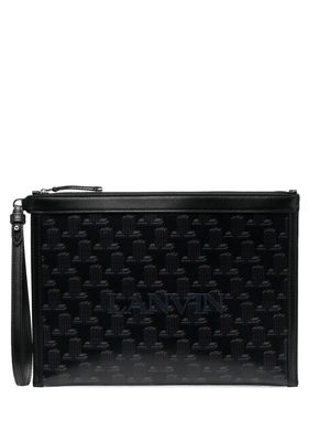 Lanvin monogram-print leather clutch bag - Blue