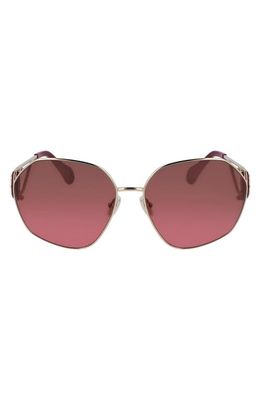 Lanvin Mother & Child 62mm Oversize Rectangular Sunglasses in Gold/Gradient Cherry
