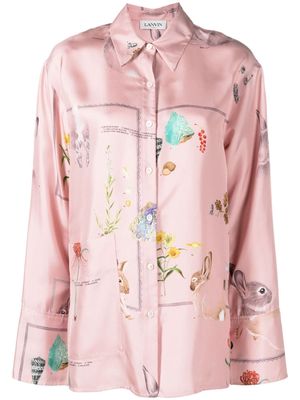 Lanvin nature-print silk shirt - Pink