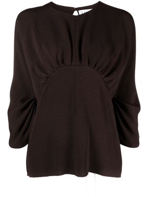 Lanvin open-back ruched crepe blouse - Brown