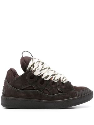 Lanvin oversize-tongue panelled suede sneakers - Brown