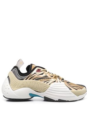LANVIN panelled lace-up sneakers - Gold