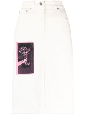 Lanvin photograph-print denim skirt - White