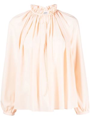 Lanvin pleated-neckline silk blouse - Orange