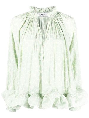 Lanvin pleated peplum blouse - Green