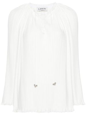 Lanvin plissé lace-up blouse - White