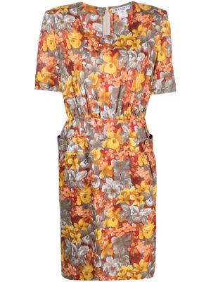 Lanvin Pre-Owned 1980s floral-print midi dress - Red